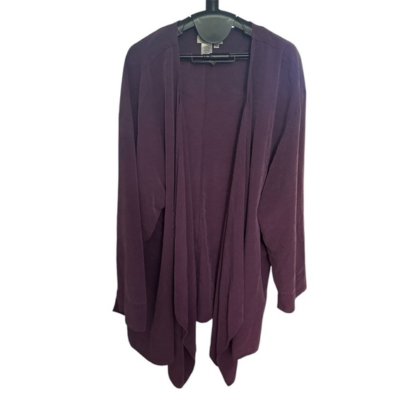 Coldwater Creek Womens Plum Purple Open Front Cardigan Blouse 3X Modal - Picture 1 of 5